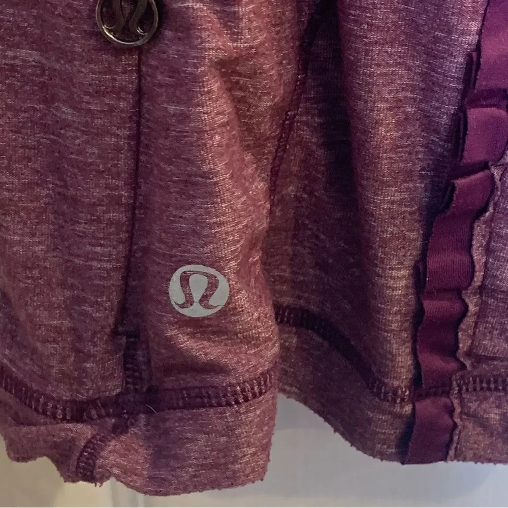 Lululemon Run Free Ruffle Tank Top Sz 8 Workout Athletic Heathered Plum Purple